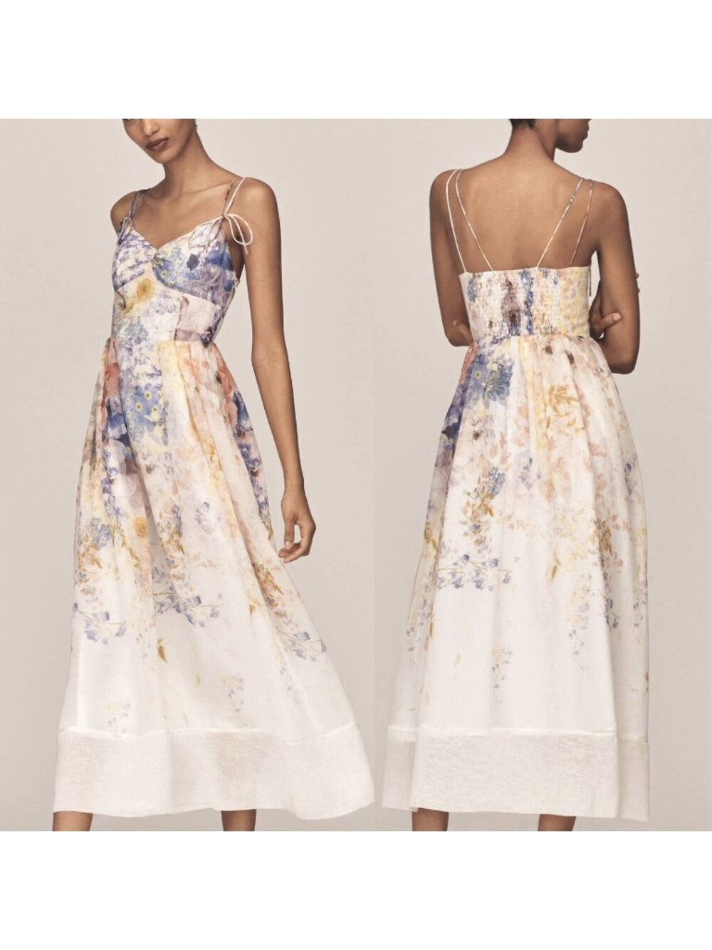 NEW En Saison Taylorann White Floral Midi Dress Sleeveless Women’s Size Small